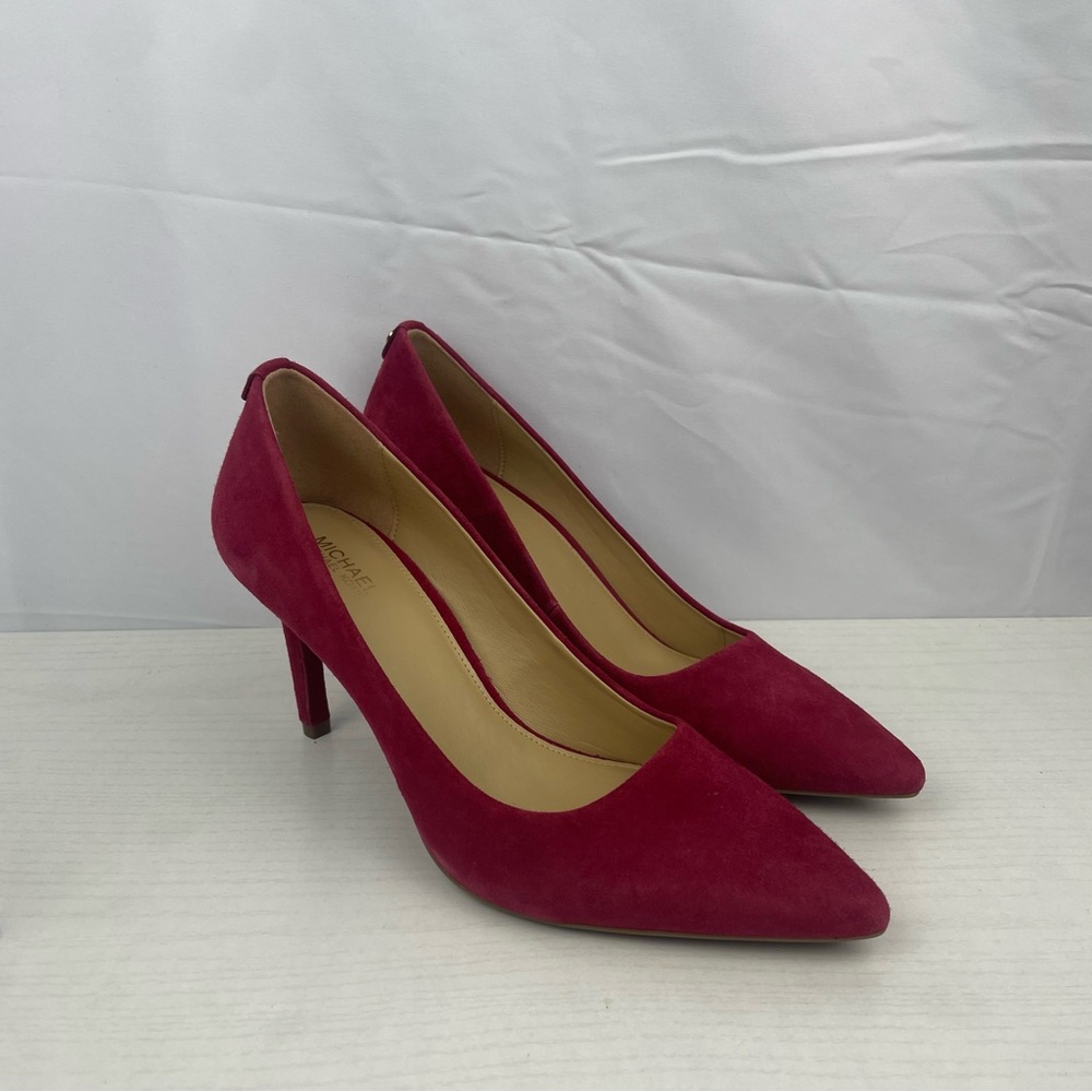 Michael Kors Red Velvet Women’s Suede Pointed-Toe Pumps in Deep Berry